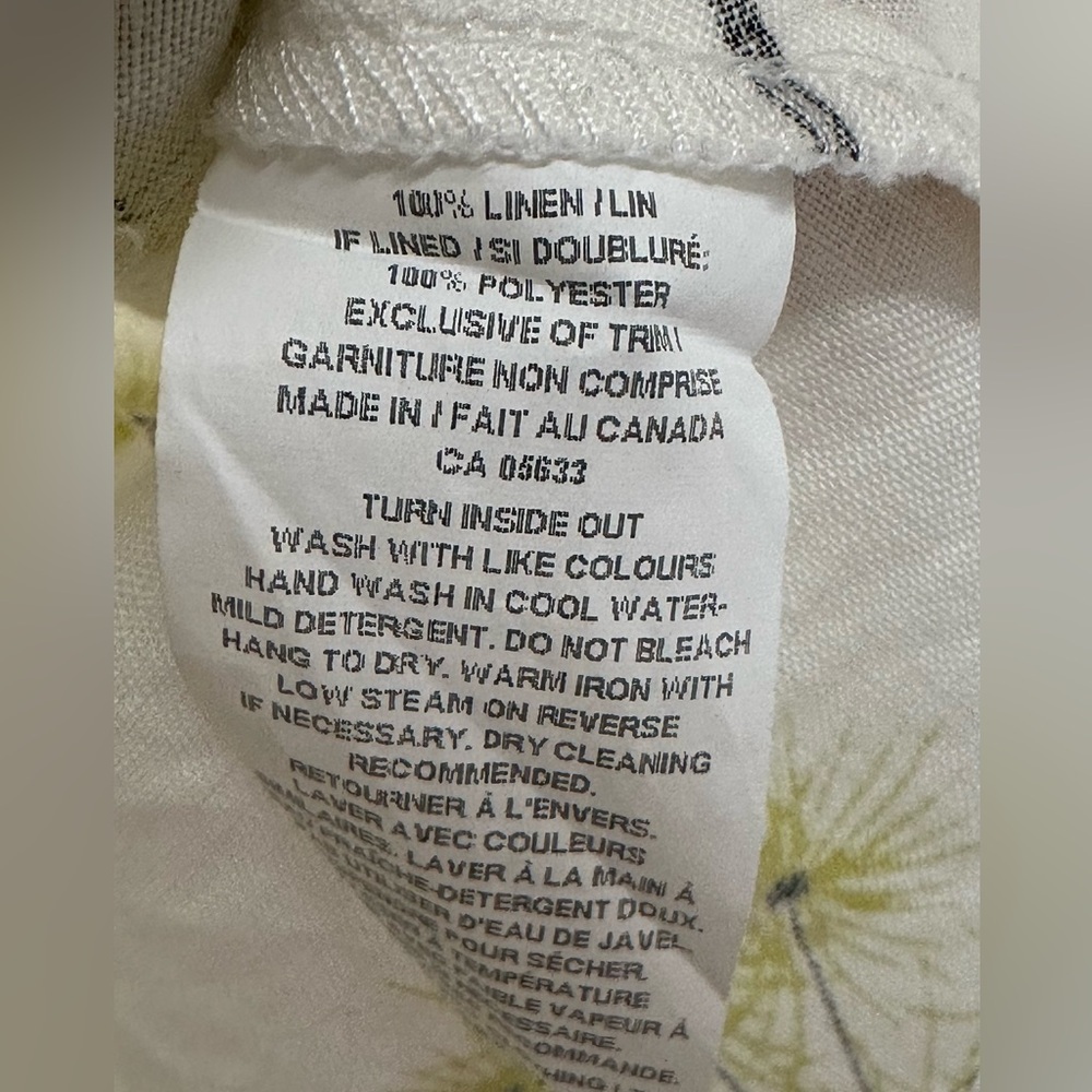 Robert Kitchen Women’s Sz L Linen Floral Blouse Button Up Shirt Dandelion Top - Picture 8 of 9